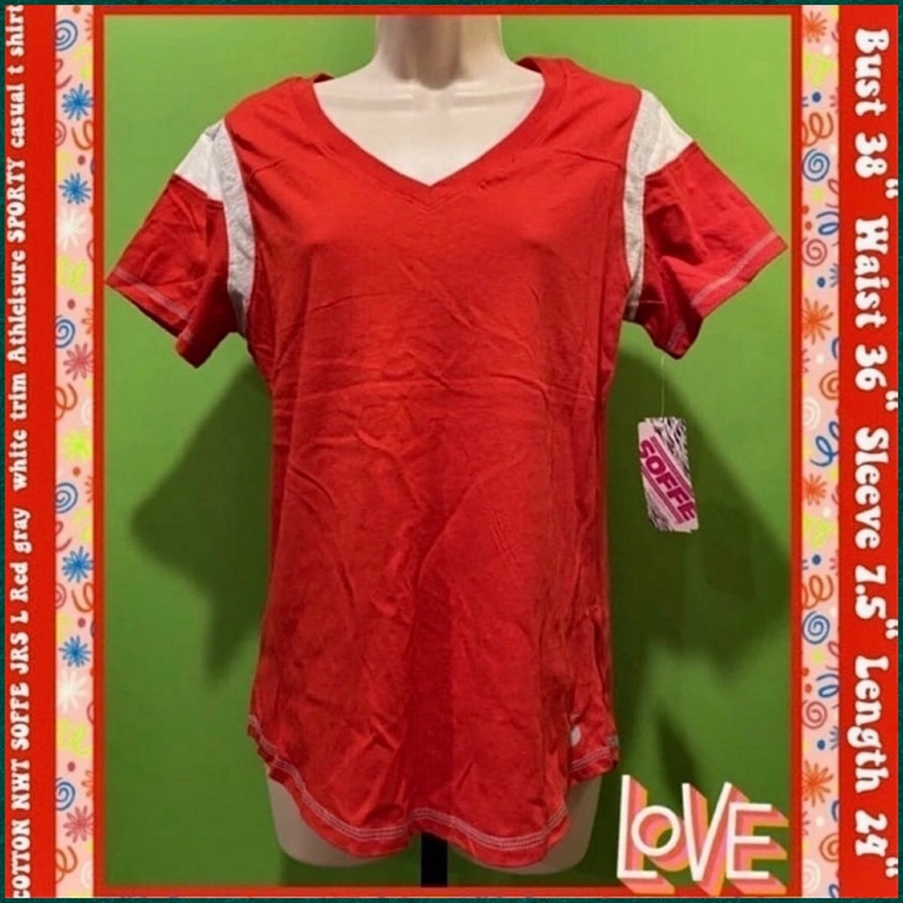 NWT JRS L COTTON SPORTY T SHIRT Red Athleisure ~FROM SOFFE- Back to school cool